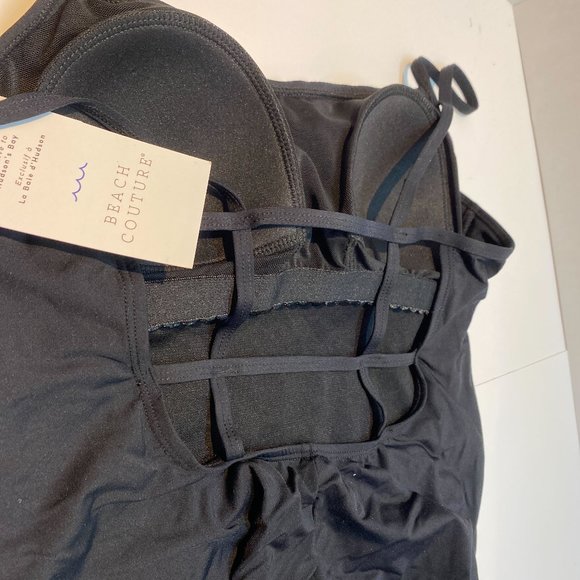 NWT Beach Couture Black Tank One-Piece Swimsuit - Picture 5 of 6